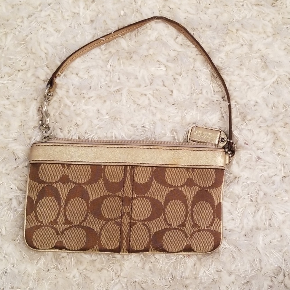 COACH wristlet  Gold and Brown - Picture 2 of 6